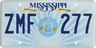 MS license plate ZMF277