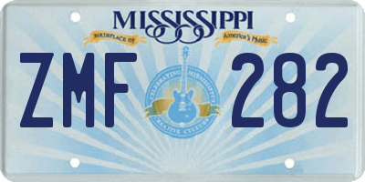 MS license plate ZMF282