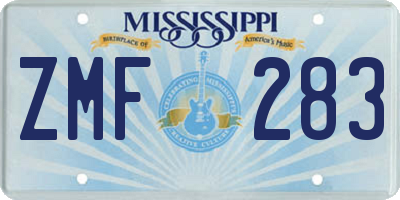 MS license plate ZMF283