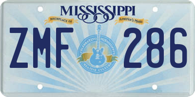 MS license plate ZMF286