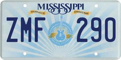 MS license plate ZMF290
