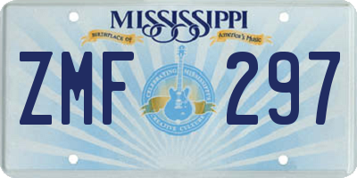 MS license plate ZMF297