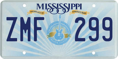 MS license plate ZMF299