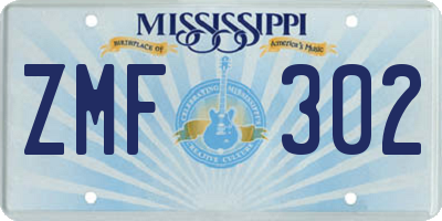 MS license plate ZMF302