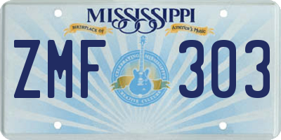 MS license plate ZMF303