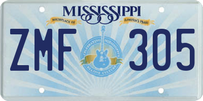 MS license plate ZMF305
