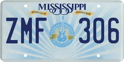 MS license plate ZMF306