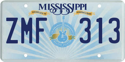 MS license plate ZMF313