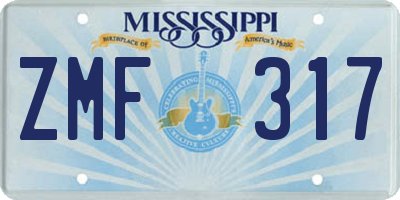 MS license plate ZMF317