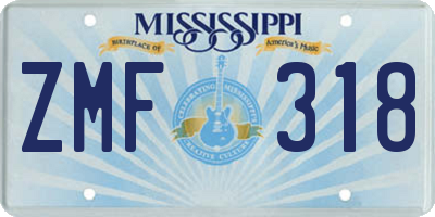 MS license plate ZMF318