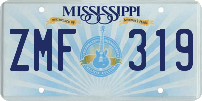 MS license plate ZMF319