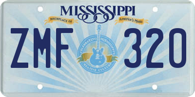 MS license plate ZMF320