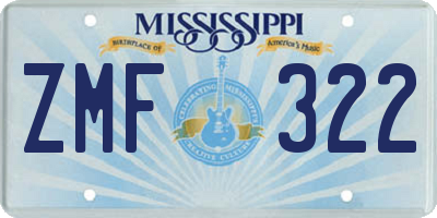 MS license plate ZMF322