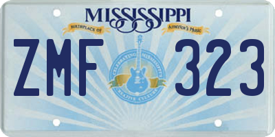 MS license plate ZMF323
