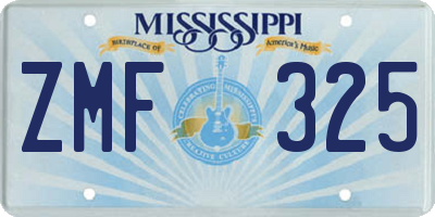 MS license plate ZMF325