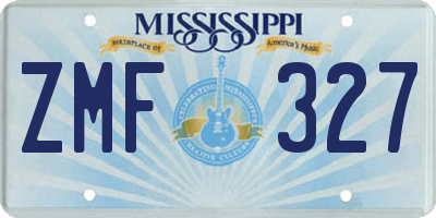 MS license plate ZMF327