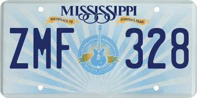 MS license plate ZMF328