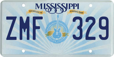 MS license plate ZMF329