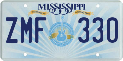 MS license plate ZMF330