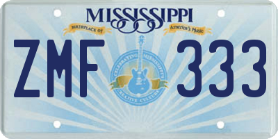 MS license plate ZMF333