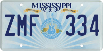 MS license plate ZMF334