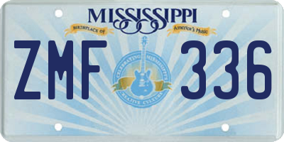 MS license plate ZMF336