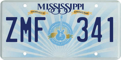 MS license plate ZMF341