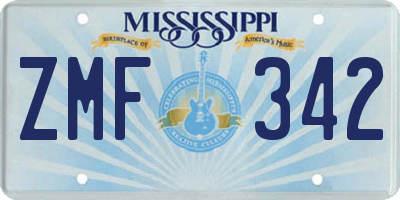 MS license plate ZMF342