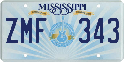 MS license plate ZMF343