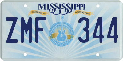 MS license plate ZMF344