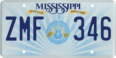 MS license plate ZMF346