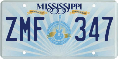 MS license plate ZMF347