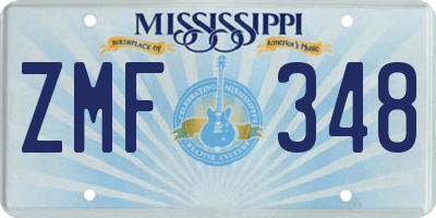 MS license plate ZMF348