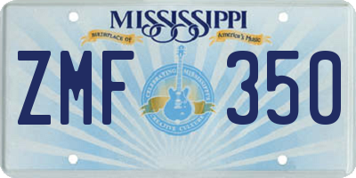 MS license plate ZMF350