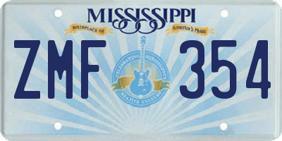 MS license plate ZMF354