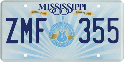 MS license plate ZMF355