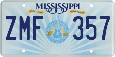 MS license plate ZMF357