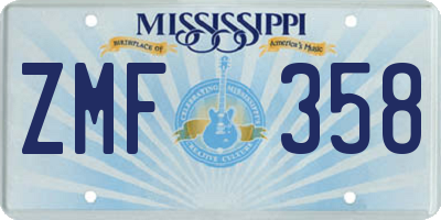 MS license plate ZMF358