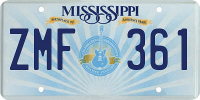 MS license plate ZMF361