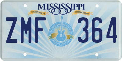 MS license plate ZMF364