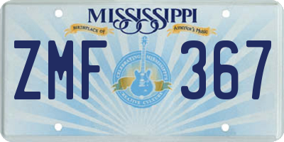 MS license plate ZMF367