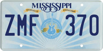 MS license plate ZMF370