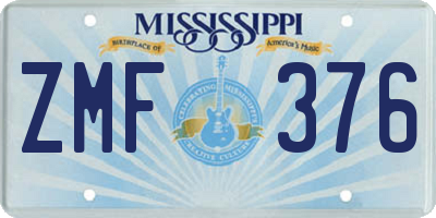 MS license plate ZMF376