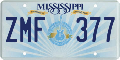 MS license plate ZMF377
