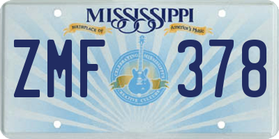 MS license plate ZMF378