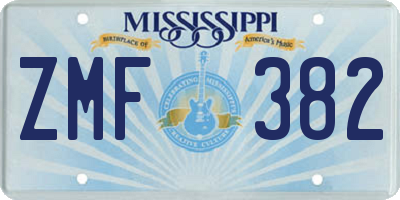 MS license plate ZMF382