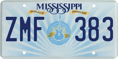 MS license plate ZMF383