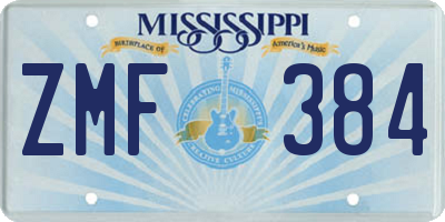 MS license plate ZMF384
