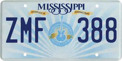 MS license plate ZMF388