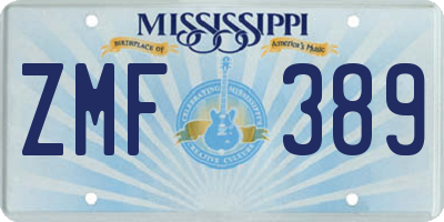 MS license plate ZMF389
